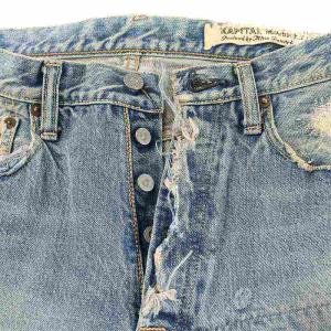 KAPITAL デニムパンツ ジーンズ ハーフパンツ USED加工 青 ブルー