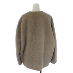 ebure 19AW ノーカラーコート ショート ファー アルパカ ウール アウター 36 S グレージュ
