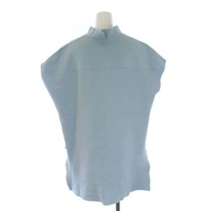 ADORE 20SS ソフトニットバックロングトップス ハイネック スリット アシメ 半袖 38 M 水色