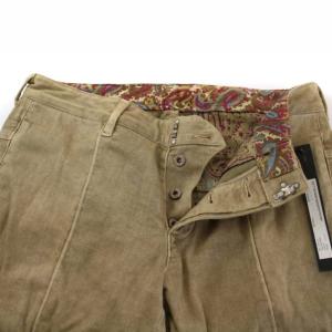 ISAMU KATAYAMA BACKLASH パンツ デニム クロップド 1265-01 裏地ペイズリー柄 チャーム付き M ベージュ