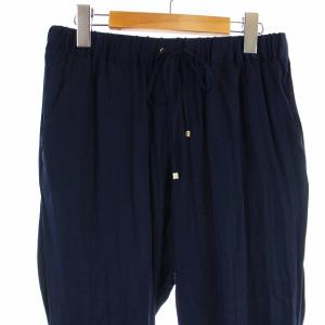 Deuxieme Classe イージーパンツ テーパード シルク ストレッチ 紺 ネイビー