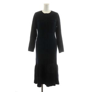 22SS ニットワンピース マキシ ロング 長袖 38 M 紺 ネイビー CWN0221009