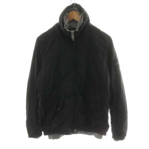 ブルゾン ジャケット レイヤード ナイロン コットン S グレー 黒 ブラック