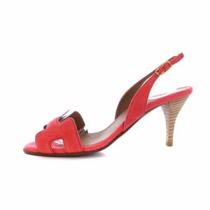 HERMES サンダル Hロゴ スエード 22cm ピンク