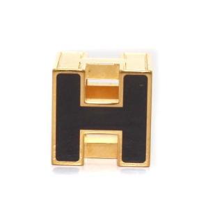 HERMES カージュアッシュ Hキューブ ペンダントトップ 黒 ブラック ゴールド色