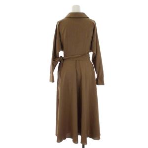 ANAYI 21SS ラップワンピース フレア ロング リネン混 長袖 リボン 36 S 茶 ブラウン