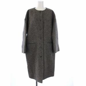 ノーカラーコート アウター ロング ウール F グレー