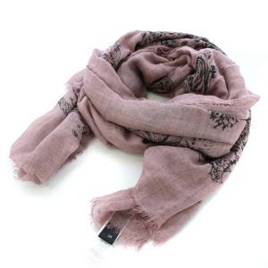 ストール カシミヤ混 総柄 花柄 イタリア製 ピンク