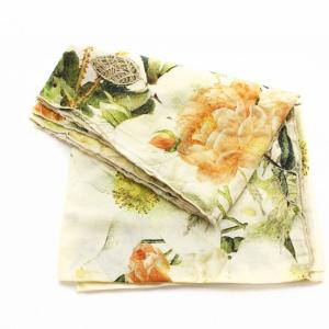 Faliero Sarti ストール スカーフ シルク混 柄 黄緑