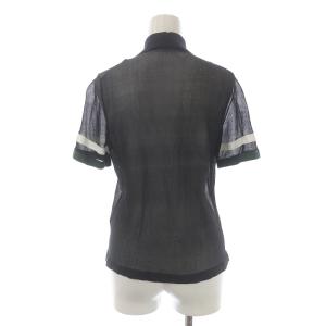 PAUL SMITH 19AW カーディガン ジップアップ シースルー シアー 半袖 袖ライン 絹 シルク M 黒 ブラック 緑 グリーン 白 ホワイト