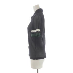 PAUL SMITH 19AW カーディガン ジップアップ シースルー シアー 半袖 袖ライン 絹 シルク M 黒 ブラック 緑 グリーン 白 ホワイト