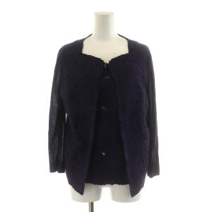 近年モデル アンサンブル カーディガン 長袖 タンクトップ 刺繍 コットン S 紫 パープル