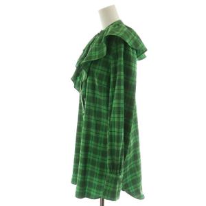 Diagram GRACE CONTINENTAL 22AW シャツ ブラウス 長袖 チェック柄 フリル 38 M 緑 グリーン