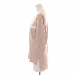 Grace Class 22SS バイカラーポロニットトップ パールボタン 五分袖 36 S ピンク 白 ホワイト