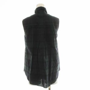Grace Class 21AW タフタチェックビックボウブラウス シャツ ノースリーブ チェック柄 ボウタイ 38 M 緑 グリーン