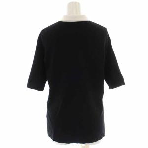 Grace Class 22SS バイカラーポロニットトップ パールボタン 五分袖 36 S 黒 ブラック 白 ホワイト 0222143139