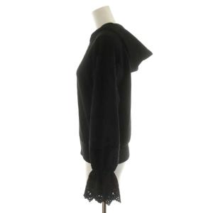 GRACE CONTINENTAL 22SS パーカー ジップアップ レース コットン 36 S 黒 ブラック 52078