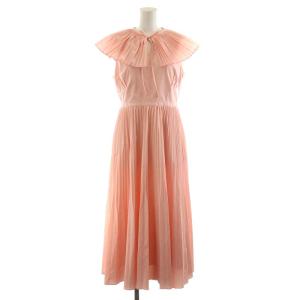 22SS プリーツカラーワンピース マキシ ロング ノースリーブ 38 M ピンク CWF0221050