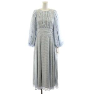 21AW ドビーシフォン ワンピース マキシ ロング 長袖 38 M サックスブルー CWF0214120