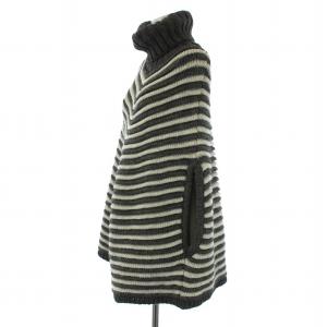 DIESEL ポンチョ ニット ボーダー タートルネック S グレー ベージュ