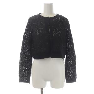 21SS レースカーディガン ボレロ ショート 長袖 Uネック シアー 38 M 黒 ブラック CWNT211093