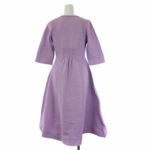 CELFORD 21SS ホールガーメントニットワンピース ロング 五分袖 38 M ラベンダー 紫 CWNO211114