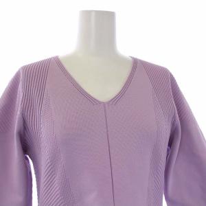 CELFORD 21SS ホールガーメントニットワンピース ロング 五分袖 38 M ラベンダー 紫 CWNO211114