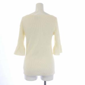 Theory 21SS COMPACT CREPE RUFFLE SLY TOP ニット カットソー 五分袖 フレアスリーブ S アイボリー