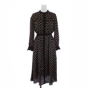 102127-14-680-95-340 21AW パピヨンプリントバンドカラーワンピース サテン 