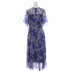 ANAYI 21SS ワンピース ロング 半袖 花柄 リボン ペチコート付き 34 XS 青 ブルー 102117-14-300-61-340