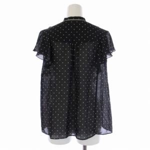 ANAYI 22AW シャツ ブラウス 半袖 ドット柄 リボン フリル 36 S 黒 ブラック 白 ホワイト 102217-13-680-95-360