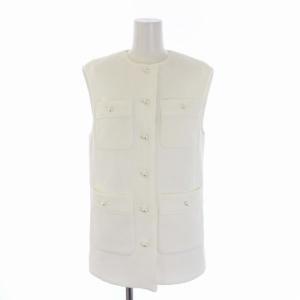 ANAYI 22SS エアロラッセルポケットジレ ベスト ジャケット パールボタン 34 XS 白 ホワイト 102217-10-280-01-340