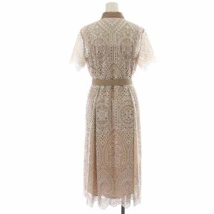 Diagram 21SS ジョーゼットカットワークワンピース シャツワンピース ミモレ ロング シアー シースルー 半袖 36 S 茶 ブラウン