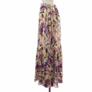 GRACE CONTINENTAL フラワープリントティアードスカート フレアスカート ロング 花柄 36 S マルチカラー 0122121075