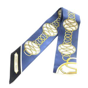 ツイリー LIFT PROFILE スカーフ チェーン シルク 絹 ゴールド色 紺 ネイビー