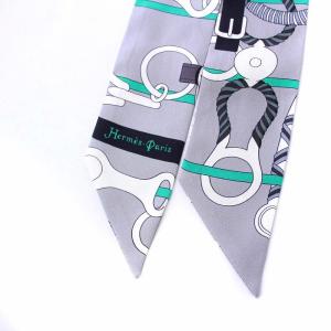 HERMES ツイリー Panoplie Equestre 乗馬の装具一式 スカーフ グレー