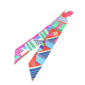 ツイリー SANGLES EN ZIGZAG スカーフ シルク 絹 マルチカラー 赤 レッド 緑 グリーン 青 ブルー