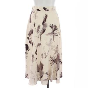 AKIRANAKA タグ付き フラワースカート フレア ロング マキシ丈 1 S オフホワイト 茶 ブラウン