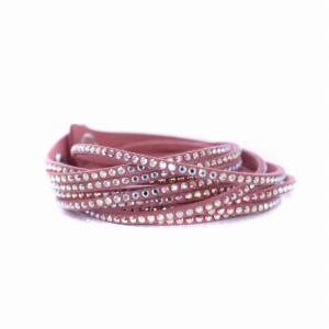 SWAROVSKI ブレスレット バングル ダブルラップ 2重巻タイプ(8連) クリスタル ピンク