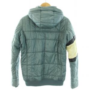 HYSTERIC GLAMOUR プリマロフトジャケット 中綿ジャケット アウター フード ジップアップ ロゴワッペン ウール混 M 水色 ライトブルー