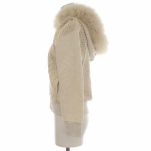 GRACE CONTINENTAL ジップアップパーカー 長袖 フード レース フォックスファー 刺繍 コットン 36 S グレー ベージュ