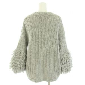 Diagram GRACE CONTINENTAL フリンジアラン編トップ ニット セーター クルーネック 長袖 ローゲージ ウール混 モヘヤ混 アンゴラ混 36 S グレー