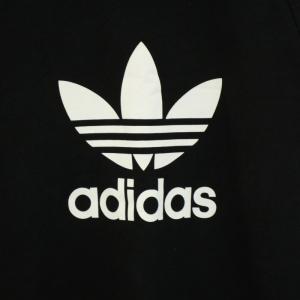 adidas Originals アディカラークラシックストレフォイルクルーネックスウェット トレーナー 長袖 ロゴプリント 2XO 4L 黒 ブラック 白