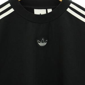 adidas Originals トレフォイルスウェットシャツ トレーナー クルーネック 長袖 ロゴ刺繍 裏起毛 0 LL 黒 ブラック 白 ホワイト ED7111