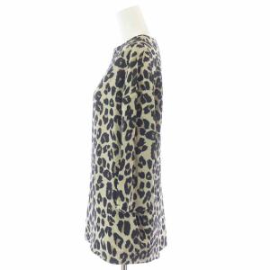 ETRO ブラウス プルオーバー 七分袖 シルク レオパード チュニック丈 40 M ベージュ 黒 ブラック