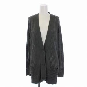 HERMES ニット カーディガン 長袖 ロング Vネック シルク 36 カーキ