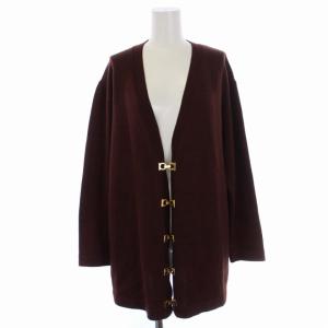 ガンチーニ カーディガン 長袖 Vネック ウール イタリア製 M 茶 ブラウン