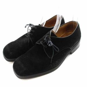 カジュアルシューズ スエード スクエアトゥ レースアップ 8 26cm 黒 ブラック