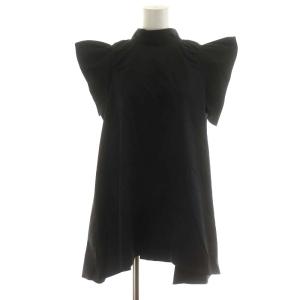 21SS バックリボンフレア袖 シャツ ブラウス チュニック 半袖 38 M 黒 ブラック CWFT212071