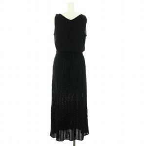 GRACE CONTINENTAL 19SS ワンピース ニット ノースリーブ ロング 刺繍 36 S 黒 ブラック 赤 レッド 緑 グリーン